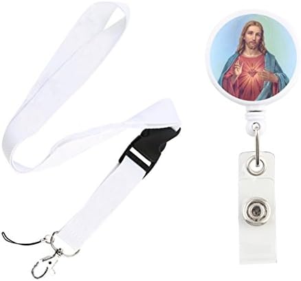 Translucent Retractable Badge Holder Reel Key Chain Reel with Lanyard for Key Cards and ID Cards (Lord Jesus Christ Loves You White Reel &amp; Lanyard)