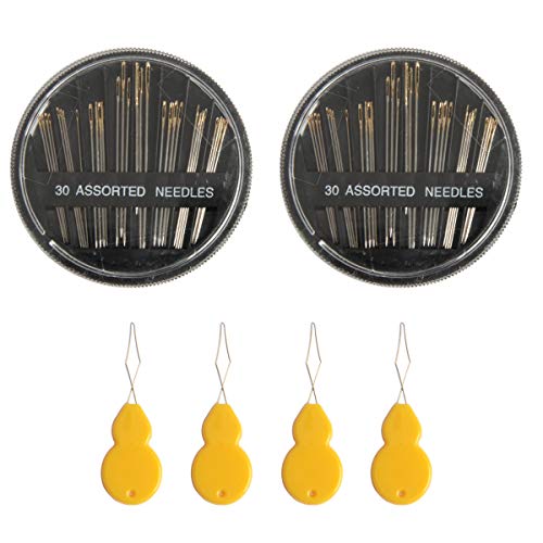 HAPY SHOP 2 Pack 30-Count Assorted Hand Sewing Needles with 4 Pieces Gourd-Shaped Needle Threaders Set for Sewing Repair - Thumbnail 5