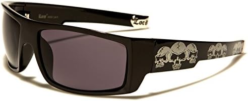 New Locs Rectangle Style - Black or White Frame with Skull Design and Dark Lenses - SDK SUNGLASSES - 100% UV400 UVA UVB Protection - Men Women Unisex - Solid Rap Gangsta Rock Star Fashion Shades