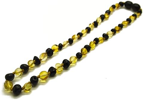 Teething Necklace Authentic Yellow Black Amber