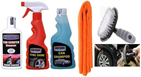 INDOPOWER HDBBB593- TYRE Shiner Spray 250ml+CAR Shampoo 250ml+ Scratch Remover 100gm. car Microfiber Cloth +All Tyre Cleaning Brush INDOPOWER HDBBB593- TYRE Shiner Spray 250ml+CAR Shampoo 250ml+ Scratch Remover 100gm. car Microfiber Cloth +All Tyre Cleaning Brush