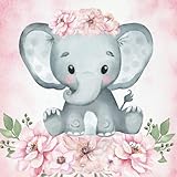 Welcome Baby: Baby Shower Guest Book Cute Baby Elephant Floral Theme (With Bonus Gift Log, Size 8.5x8.5) by