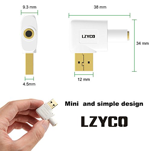 LZYCO USB External Stereo Sound Audio Adapter connector with 3.5mm Speaker/Headphone and Microphone Jacks in white color