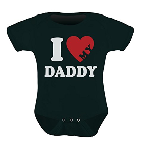 I Heart Love My Daddy Grow Vest Boy Girl Baby Bodysuit 0-3 Months Black