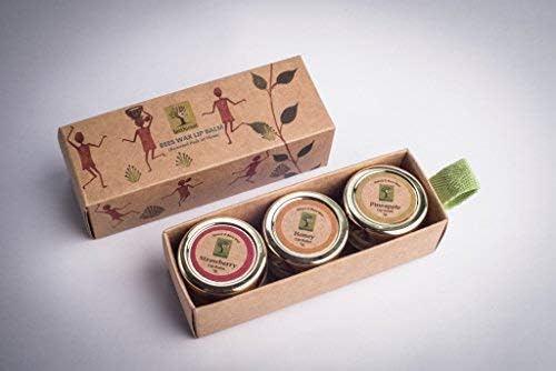Last Forest Handmade Beeswax lip balm, combo pack (Strawberry, Honey, Pineapple)