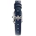 Peugeot 3034BL Ladies Mini Square Silvertone Crystal Silver Dial Blue Leather Watch