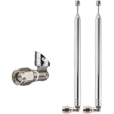 POBADY 2PCS 8 Sections Telescopic Antenna SMA Male Connector Radio Replacement Antenna 73.03CM/28.75IN for TV AM FM Radio Stereo Receiver