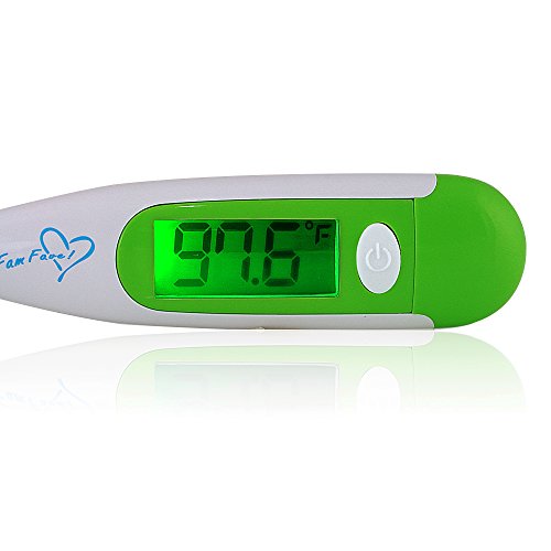 Digital Thermometer - Fast Reading 10 to 25 sec - Jumbo Lighted LCD Display - Flexible Tip - Waterproof - Safe for Babies, Children and Adults