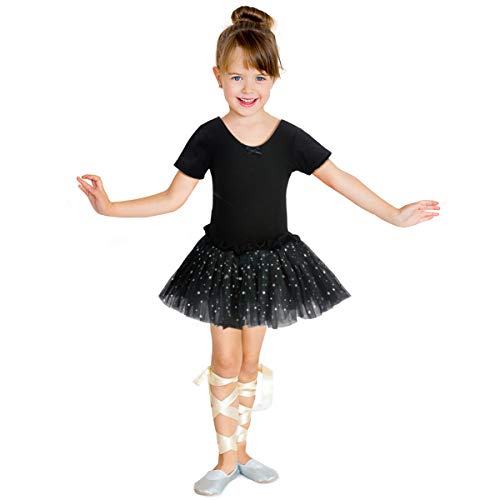 Jane Shine Girls Skirted Leotard, Glitter Dance Tutu Skirted Dress, Short Sleeve Ballet Dancewear for Babies & Girls
