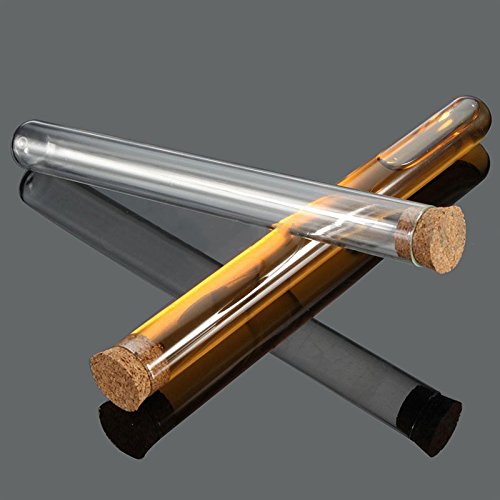 10 Pcs Transparent Glass 25Ml Lab Tubes & Stoppers Chemistry Glassware Labware Glass Teaching Tube&Stopper Cork Tool Kit