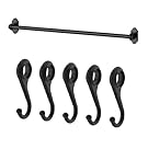 Ikea Steel Kitchen Organizer Set, 31 Inch Rail, 5 Hooks, Black