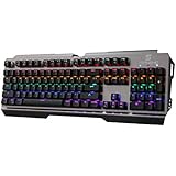 MechanicalEagle K800 Anti-ghosting 104-Key Mechanical Gaming Keyboard with 9-Mode Multi-color LED Backlit and Blue Switches(DIY Replaceable) - Black&amp;Silver