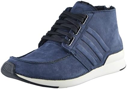 SLVR Men's Blue Hi Top Nubuck Leather Fashion Sneakers Shoes