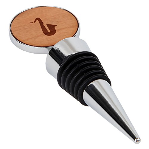 Saxophone Wooden Wine Bottle Stopper, Reusable Wine Cork