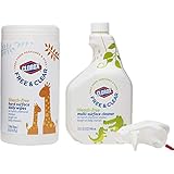 Clorox Free & Clear Bleach-Free Baby Multi-Surface Cleaner Spray and Hard Surface Daily Wipes Value Pack