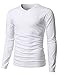 H2H Mens Casual Slim Fit Long Sleeve V-Neck T-Shirts White US L/Asia XL (KMTTL0374)