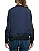 HOTOUCH Women Vintage Bomber Jacket Classic Zip up Biker Jacket Navy Blue L