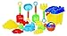 JustForKids Beach Toy Set, Summer Beach Fun Activity, Castle Bucket Sand Mold 16Piece Set, Play Kit for Kids with Heavy Duty Reusable Mesh Bag,Assorted,5