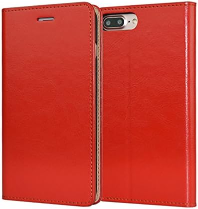 HIMIMASY Luxury Genuine Leather Handmade Flip Case For Iphone7 Plus(5.5 Inch) With Wallet,Card Slot and Stand Function (Red)