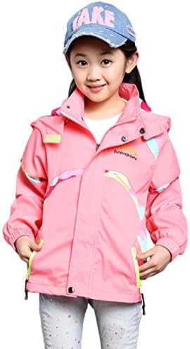 Roseate Girl's Athletic Outerwear Zip-up Waterproof Jacket Coat Pink 6