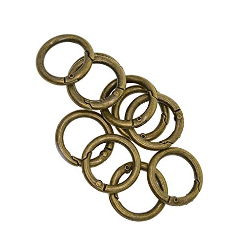 SM SunniMix 28mm Circle Decorative Push Gate Rings Snap Hook for Bag Keychain Round Carabiner Hiking Climbing Necessary 10pcs - Bronze