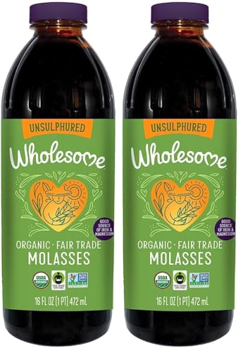Wholesome Sweeteners Organic Blackstrap Molasses, Unsulphured, 16 oz (Pack of 2)