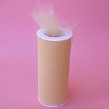 Gifts International Tulle Fabric Spool/Roll 6-Inch X 25 yards (75-Feet), Beige (34)