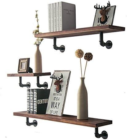 Lilac Beauty Retro Industrial Black Iron Pipe Shelf Bracket Wall Mounted Floating Shelf, 23.6 inch