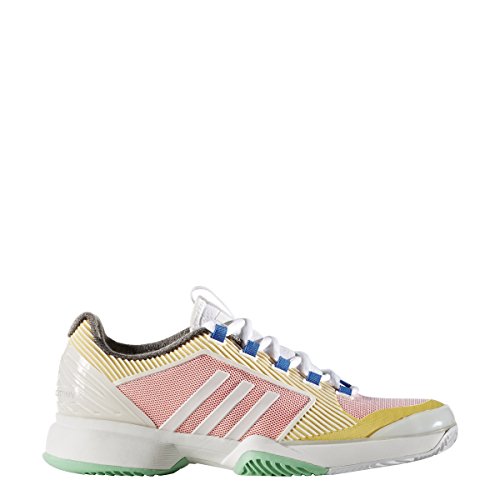 adidas Women`s Stella McCartney Barricade Upcycled Tennis Shoes, White/Pink/Yellow/Blue/Green