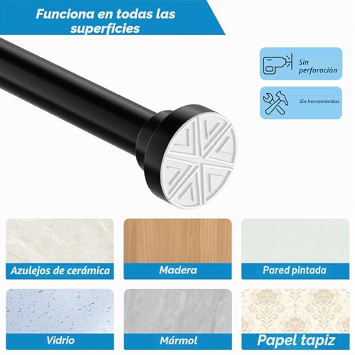 Extendable Shower Rod Curtain Rod Without Drill for Bathroom Bedroom Wardrobe White 85-160CM Φ25mm