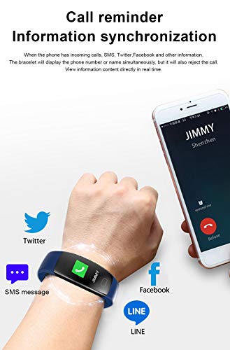 Sunward Smart Watch Bracelet Heart Rate Blood Pressure Monitor Fitness Tracker Bluetooth Pedometer Compatible Android iOS Samsung LG for Women Men Kids (Black)