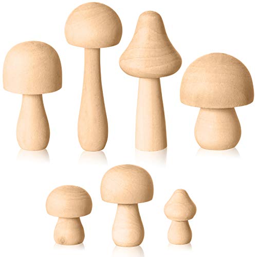 Wooden Mushroom Set Various Sizes Natural Unfinished Mushrooms Plain