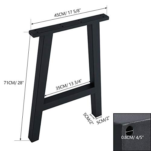 Tengchang 28" Dinner Table Legs Office Desk Metal Leg Kitchen Iron DIY Furniture Legs Industry Style Baking Finish Set of 2