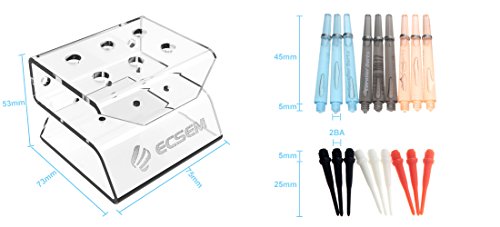 TenCloud 3 Sets/47 Packs Dart Accessories: 1 Acrylic Holder,1 Dart Sharpener, 9 Dart Flights with Flight Savers,9 Medium Shafts with O-Rings,9 Softip Points