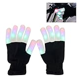 Aomeiqi LED Gloves, Finger Light Gloves Colorful 6 Modes for Dance Party Halloween Light Show Rave Cycling Black