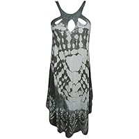 Mogul Interior Eliza Womens Tank Dress Embroidered Fit and Flare Loose Style Sleeveless Summer Swing Sundress