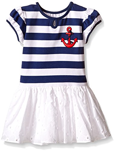 Pippa & Julie Little Girls Striped Nautical and Eyelet Dress, Multi, 5