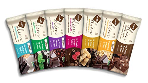 NuGo Slim Dark Chocolate Crunchy Peanut Butter, 17g Vegan Protein, 3g Sugar, 7g Fiber, 180 Calories, Low Net Carbs, Gluten Free, 12 Count - Thumbnail 3