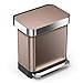 simplehuman 30 Liter / 8 Gallon Stainless Steel Rectangular Kitchen Step Trash Can with Liner Pocket, Rose Gold Stainless Steel