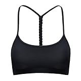 CRZ YOGA Women's Light Support Braided T-Back Fashion Yoga Sports Bra Black XL