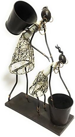Mother's Day Gift Metal African Mom &amp; Daughter with Basket Statue Figure