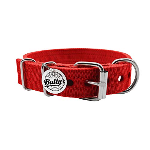 Pitbull Collar, Dog Collar for Large Dogs, Heavy Duty Nylon, Stainless Steel Hardware (XS-1.2 Inches Wide, Fire Engine Red)