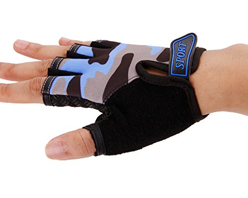 Ylucky Kid Half Finger Cycling Gloves Mitten Children Bike Riding Fingerless Gloves Breathable Non-slip Shock-absorbing Gloves for Fishing Roller Skating Hunting Climbing MTB Outdoor Sports Boy Girl - Thumbnail 6
