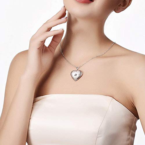 YOUFENG Locket Necklace that Holds Pictures Initial Alphabet A-Z Letter Pendant Necklace Platinum Plated Gifts for Women - Image 7