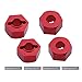 Hobbypark Aluminum 12mm Hex Wheel Hubs Nuts w/Pins Replacement of 1654 for RC Traxxas 1/10 Slash 4x4 & Stampede 4WD (4-Pack) (Red)