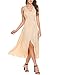 Zeagoo Women's V-Neck Sleeveless Button Solid Split Front Backless Party Maxi Dress