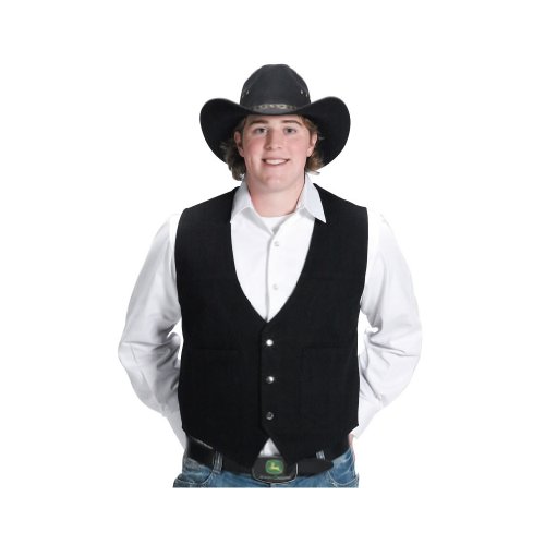 Mens Black Cotton Denim Western Vest-2XL