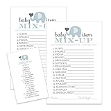 Paper Clever Party Blue Elephant Baby Shower Games Word Scramble Cards (25 Pack)