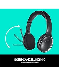 H800 audífonos de diadema con Bluetooth inalámbricos, por sobre la cabeza, biaurales, rango de 4 pies, color negro, Negro