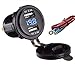 Switchtec 4.8 AMPS Fast Dual USB Socket Waterproof Charger W/Voltmeter, 23.5 in. Wire & Inline 10A Fuse for Extra Protecion. for Polaris RZR, RV, Can Am Maverick, Can AM, Golf Cart, Jeep (4.8A V-Me